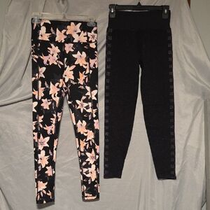Victoria's Secret Floral and Black Leggings 2 Pair